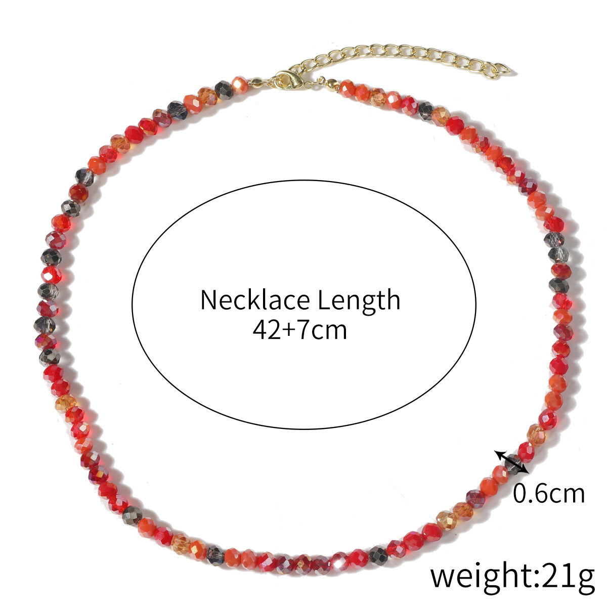 Wholesale  Non-Fading Simple Rice Bead Beaded Necklace Women' s Light Luxury Niche Design Color Crystal Necklace