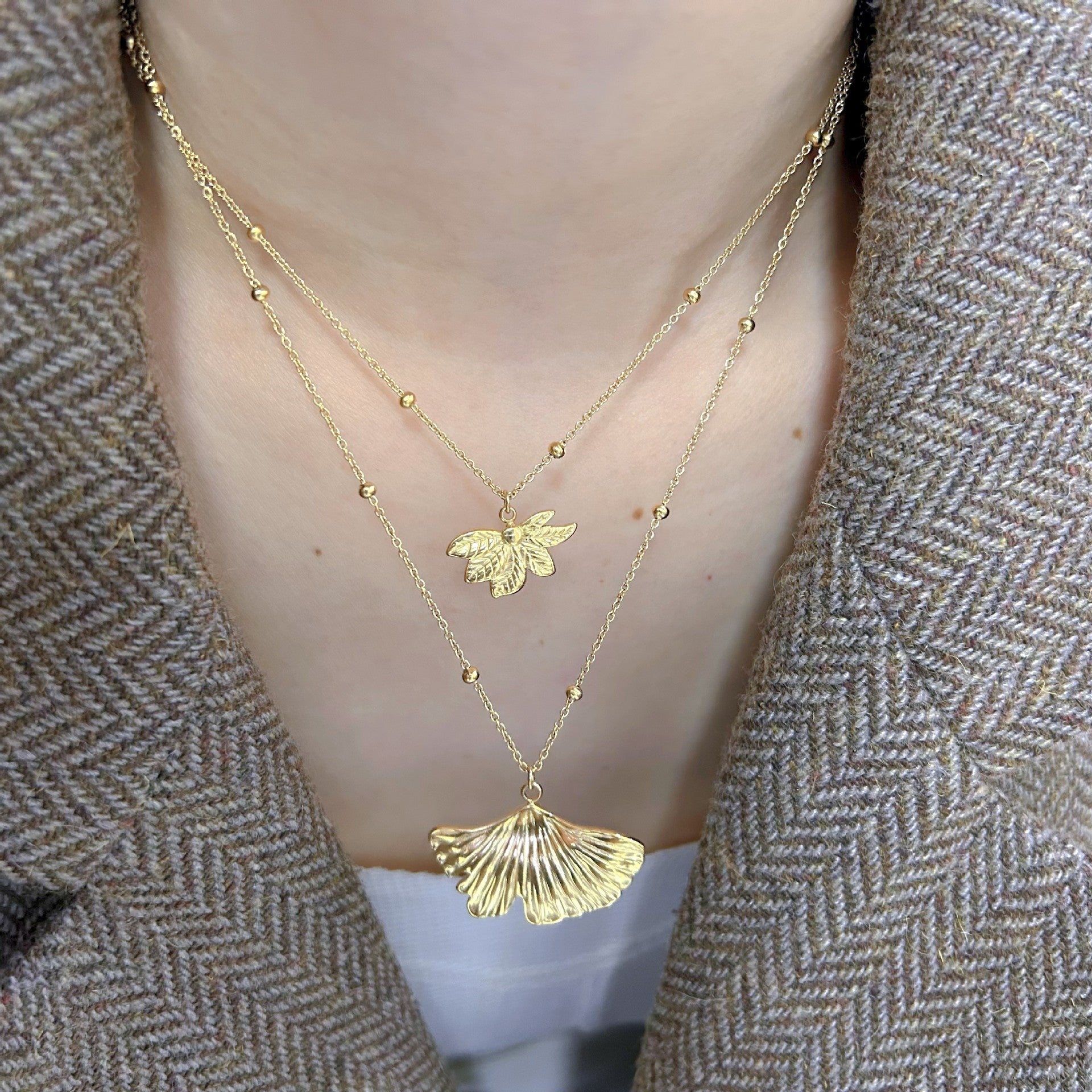 Wholesale Ginkgo Leaf Mango Star Stainless Steel Pendant Necklace  All-match Clavicle Chain