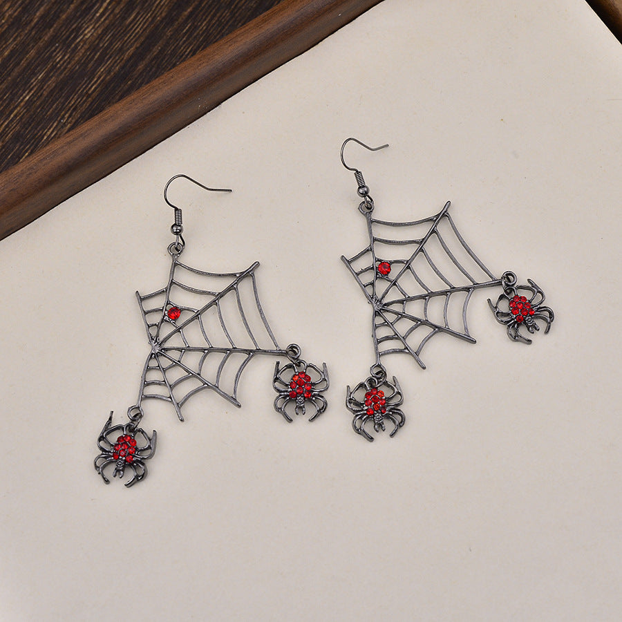 Wholesale Gothic  Web Drop Earrings For Women Gun Black Zinc Alloy  Fashion Accessory Party Gift