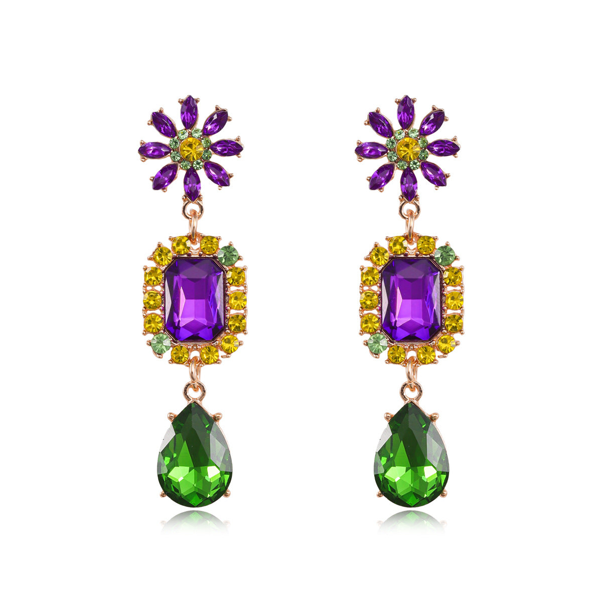 Wholesale Alloy flower carnival-themed dangle earrings with rhinestones