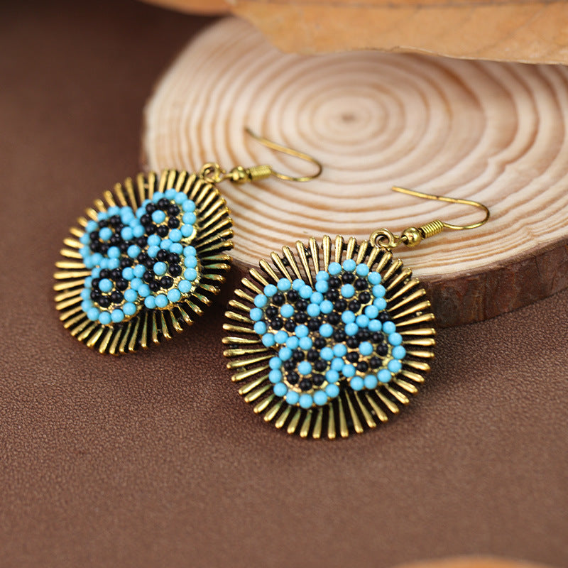 Wholesale Bohemian ethnic style heart-shaped ear hooks