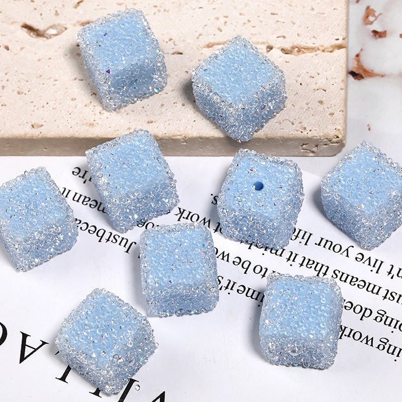 Wholesale of 5pcs/pack of Water Diamonds, Soft Sugar Beads, Candy Colored Square Full Diamond Beads ACC-BDS-BLG025