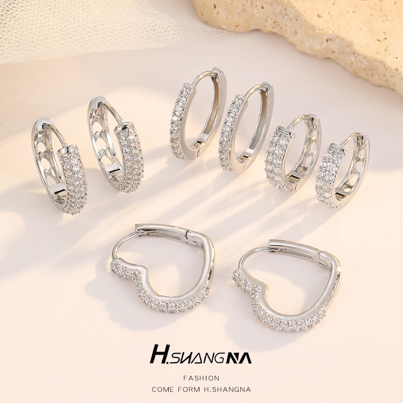 Wholesale circle diamond ear ring zircon ear buckle  light luxury  earrings