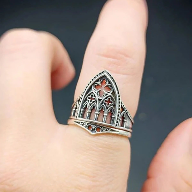 Wholesale Vintage Castle Style Cross Hollow Ring