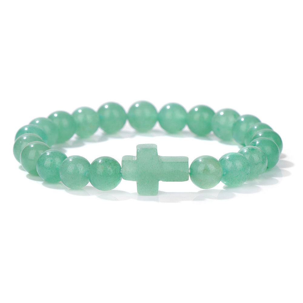 Wholesale Natural Stone Men's Green Malachite Cross Bracelet ACC-BT-YinYi005
