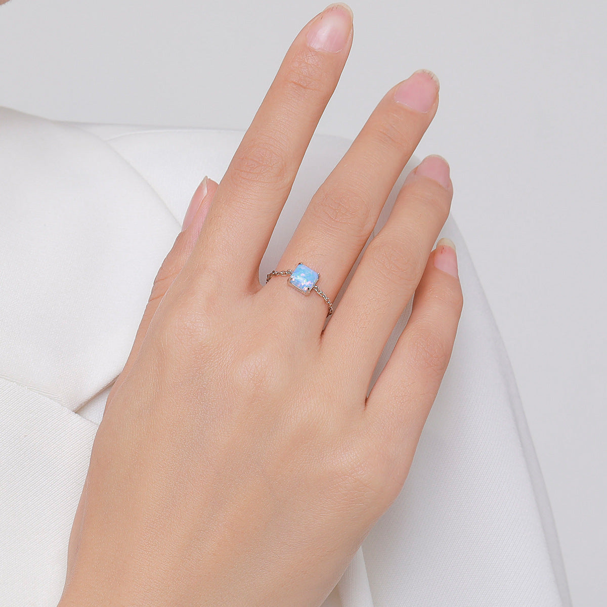 Wholesale 925 Sterling Silver Opal Open Ring Adjustable Ring ACC-RS-MoDian007