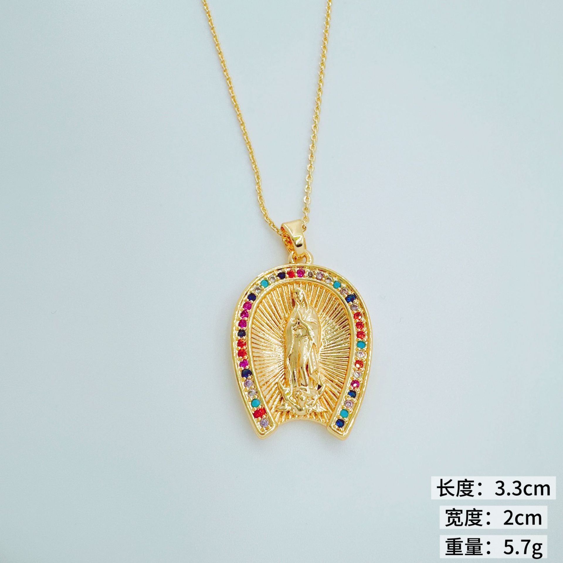 Wholesale Retro Heart Geometric Pendant Necklace Copper Gold Plated for Party Fashion Accessory
