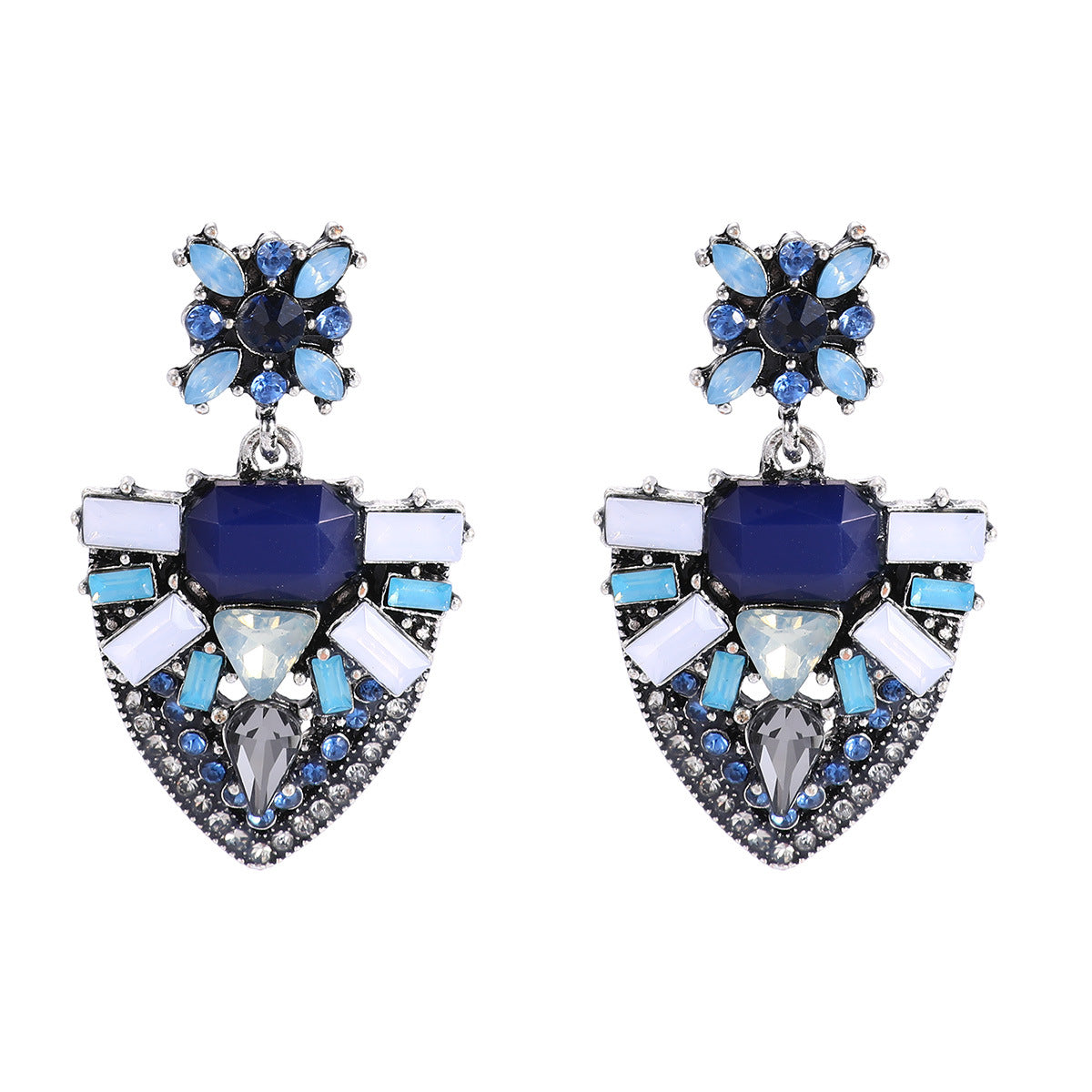 Wholesale  Bohemian  Antique Color Crystal Geometric Ear Jewelry Earrings