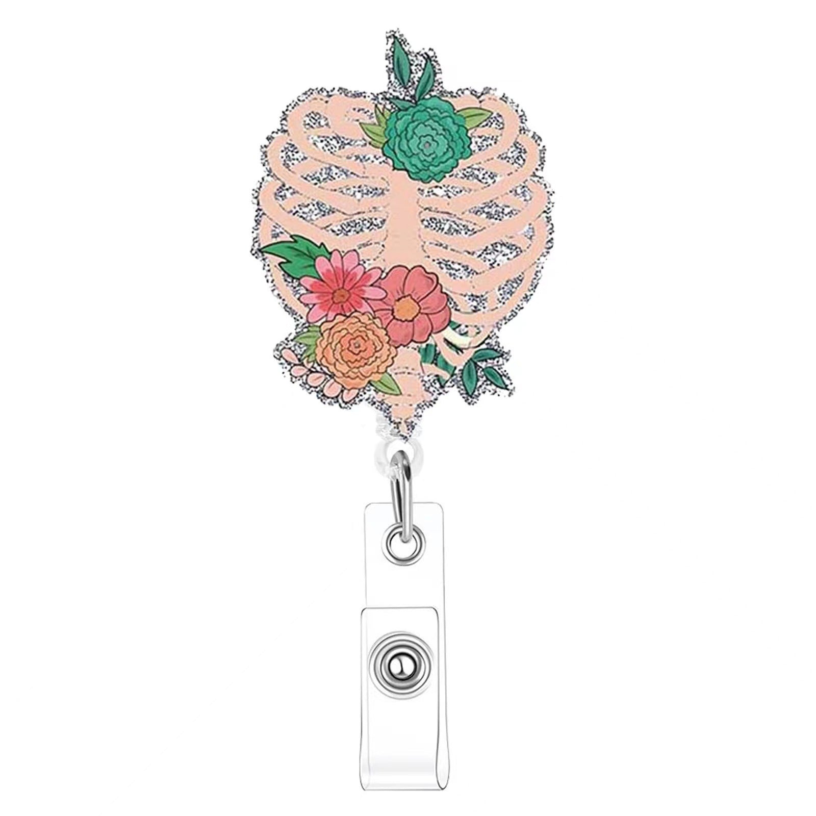 Wholesale Acrylic Organ Brain Heart Doctor Nurse Day Telescopic Rotating Badge Keychain ACC-KC-LingYu007