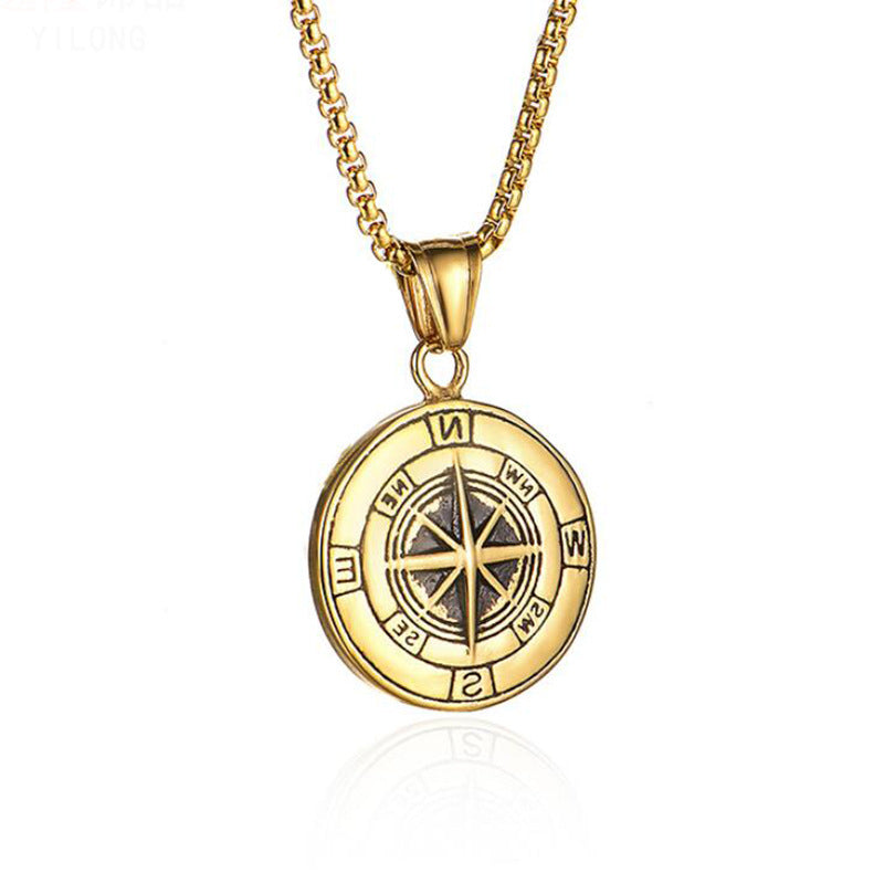 Wholesale  compass necklace stainless steel pendant necklace