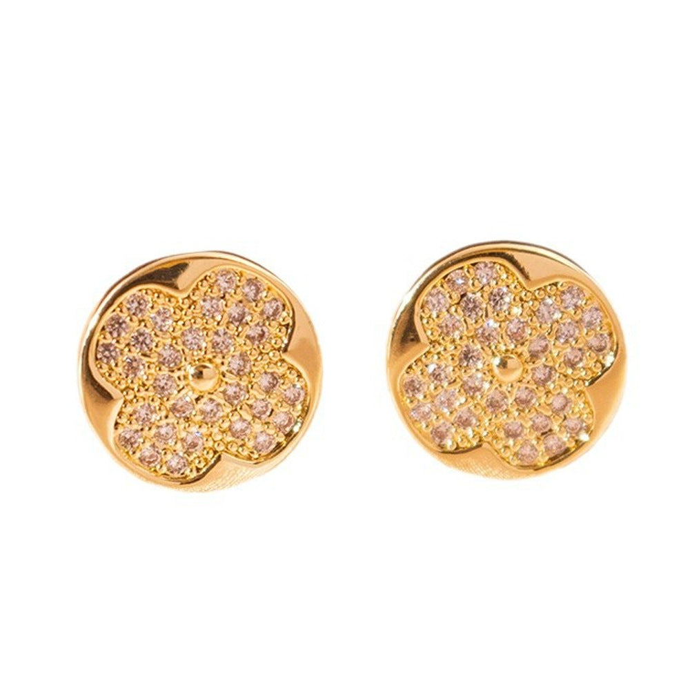 Wholesale Simple micro-inlaid four-leaf clover geometric earrings