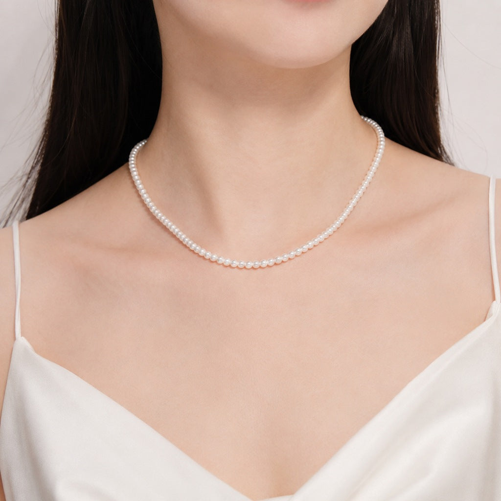 Wholesale Stylish White Faux Pearl Necklace For Women Elegant Cheongsam Collarbone Chain Gift Jewelry Accessory