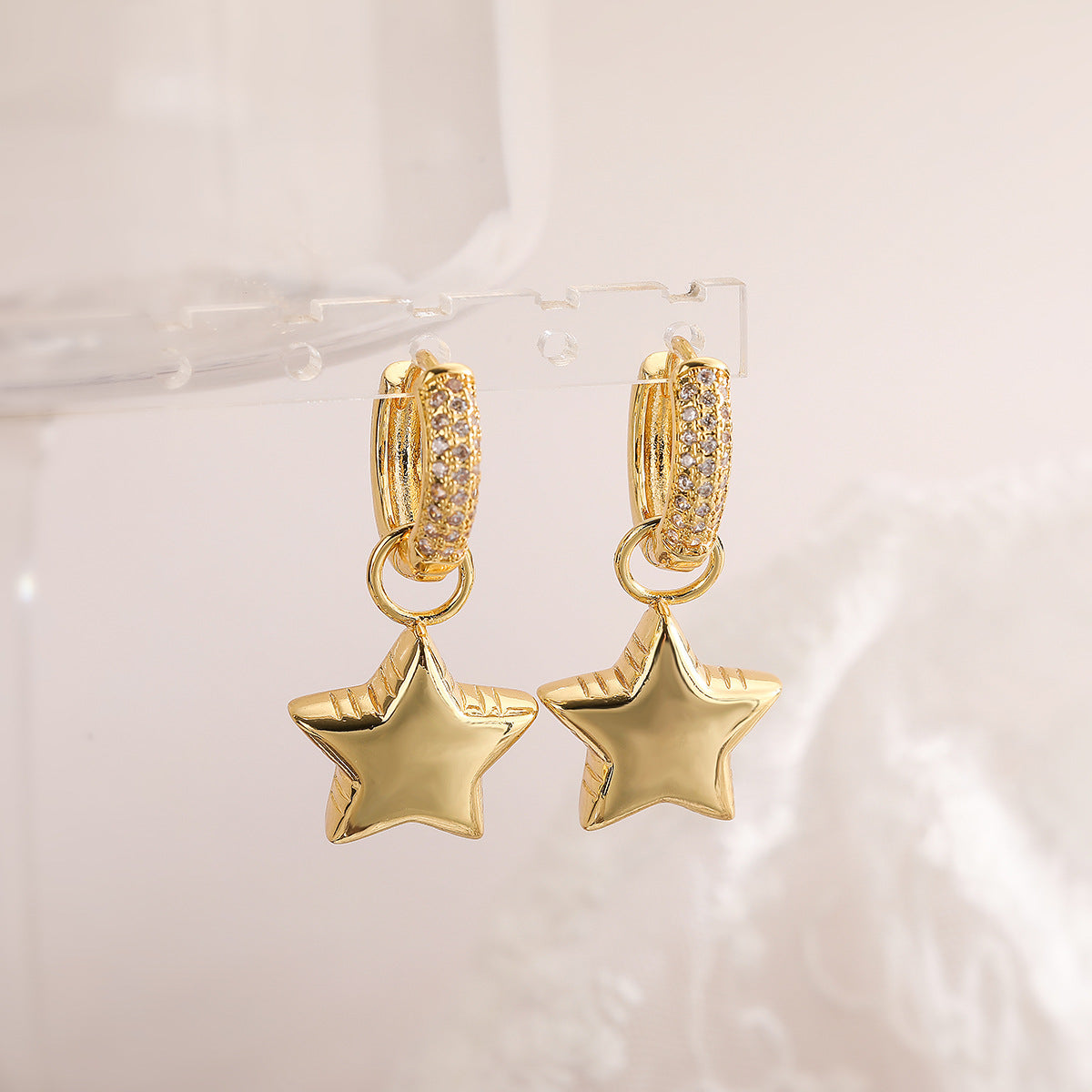 Wholesale Asymmetric Star Moon Zircon Earrings ACC-ES-AG004