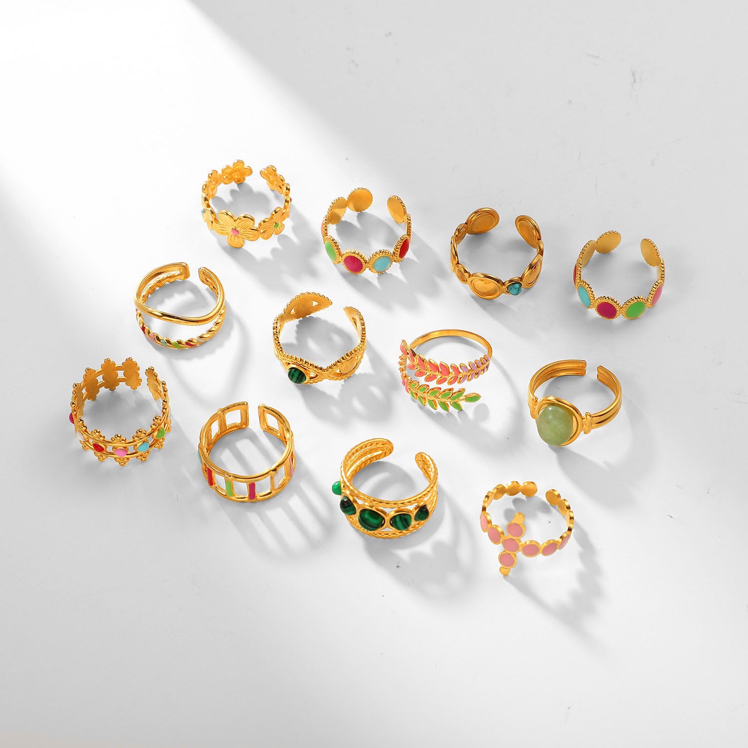 Wholesale Vintage Oil Drop 18k Stainless Steel Open Rings ACC-RS-WanX005