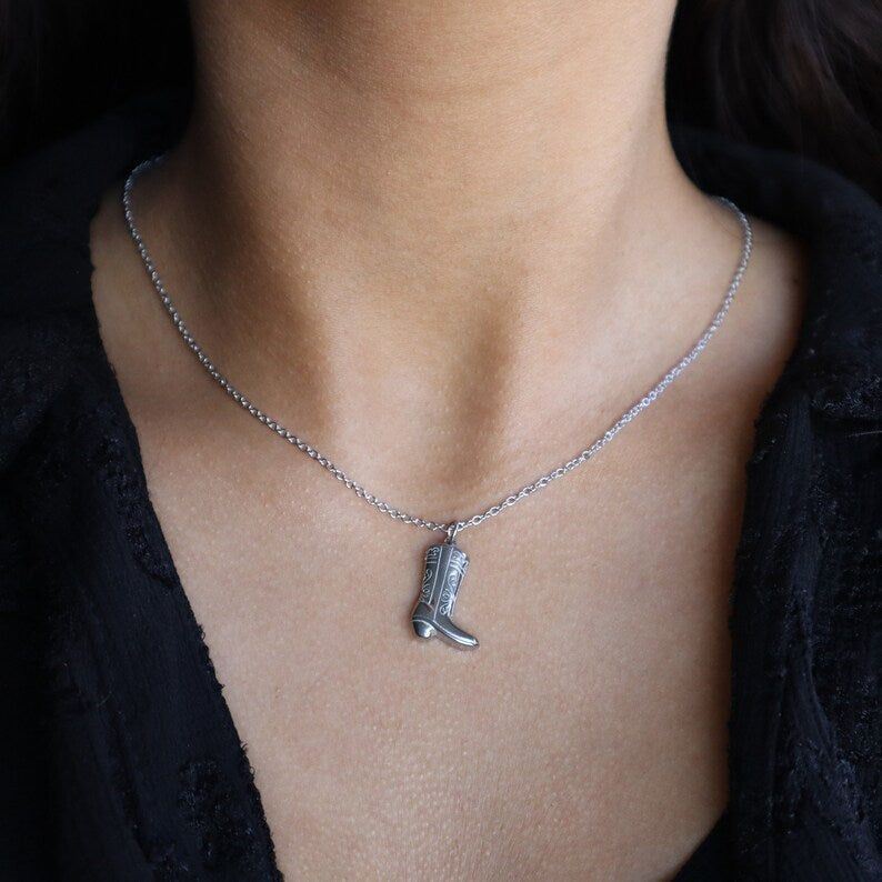 Wholesale  Cowboy Boots Pendant Necklace Titanium Steel Necklaces