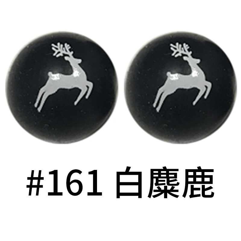 Wholesale 50pcs 15mm Western Style Leopard Skull Color Aztec Printed Silicone Balls Beads ACC-BDS-HeSheng006