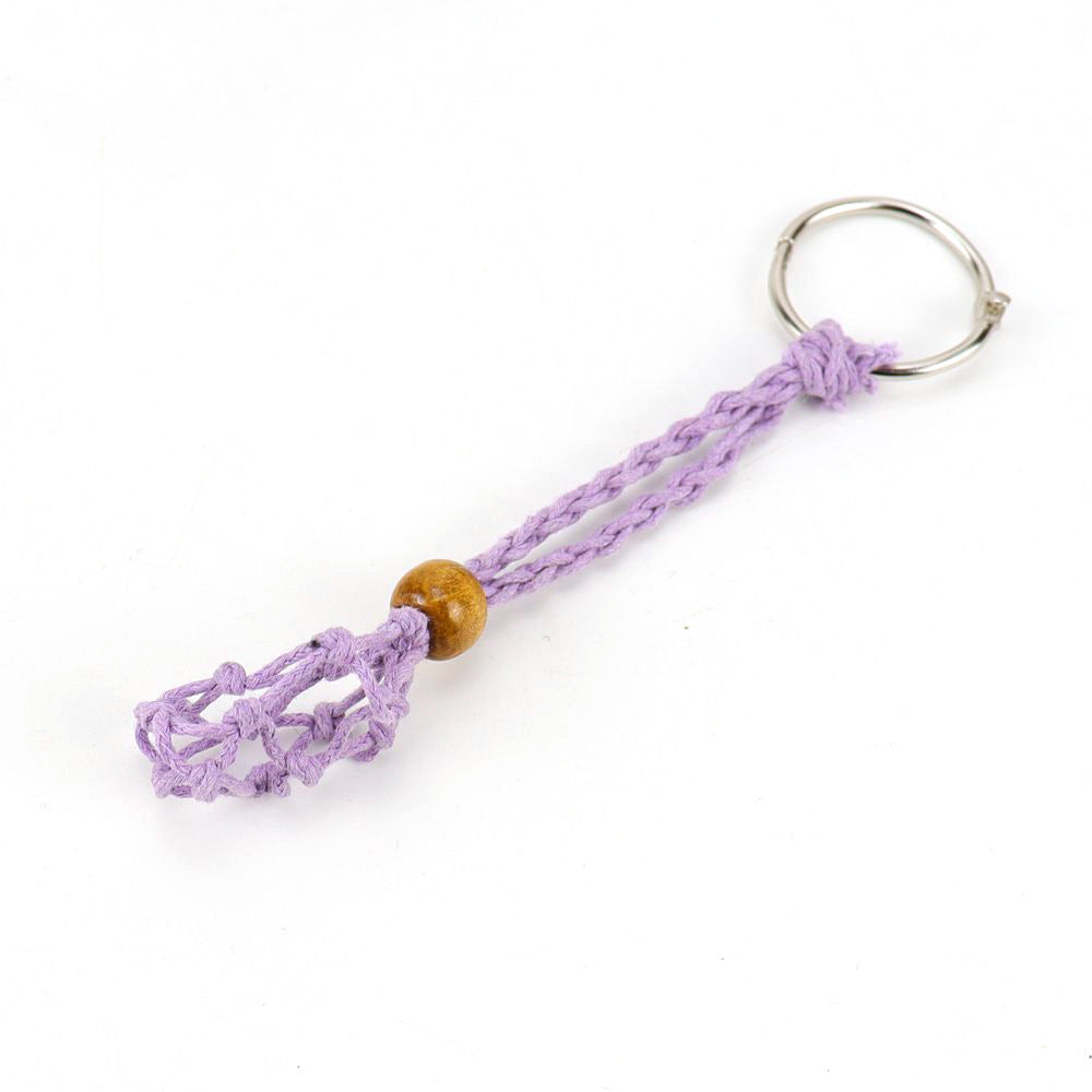 Wholesale Natural Stone Crystal Handwoven Mesh Bag Keychain Adjustable Retractable Mesh Bag ACC-KC-HanX002