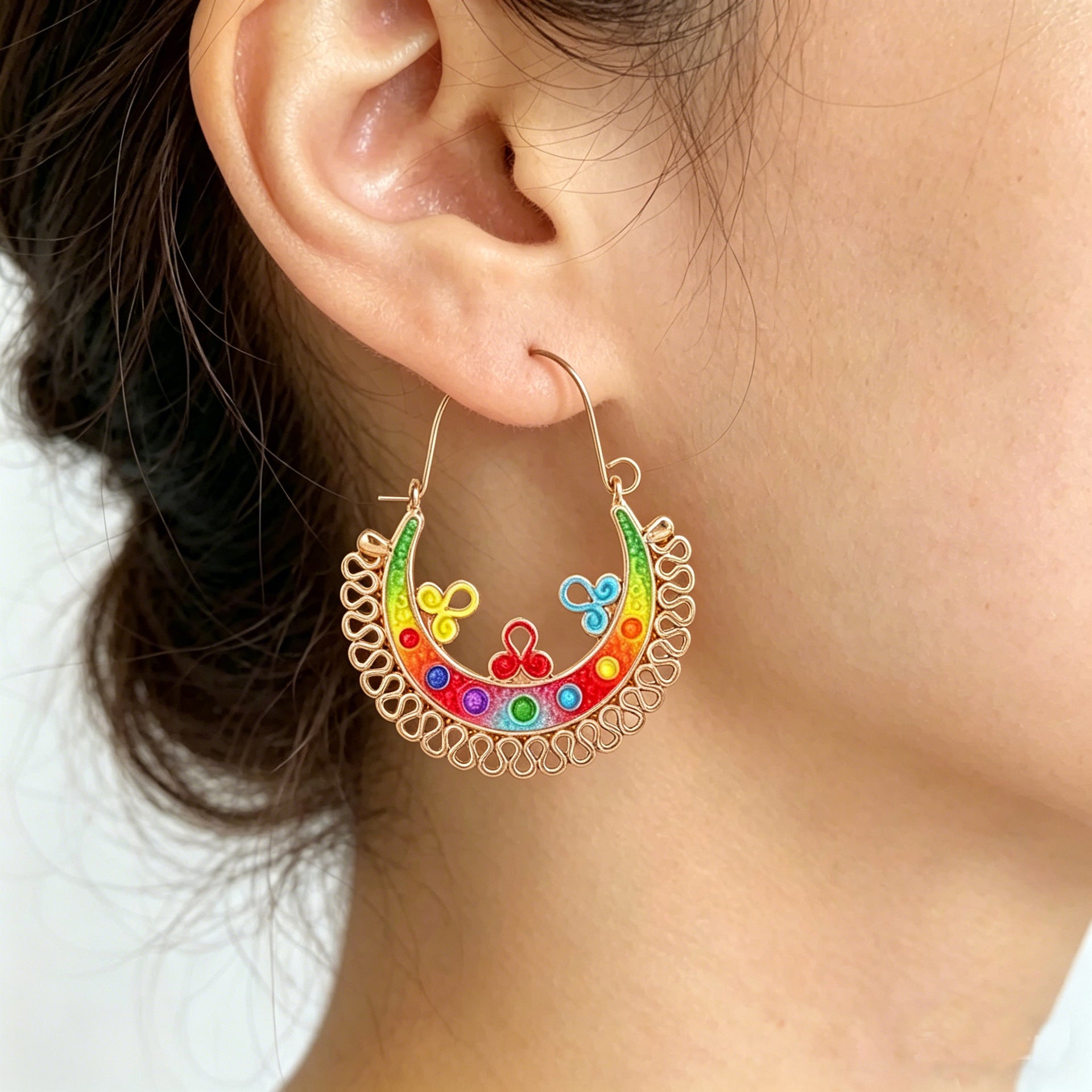 Wholesale Gold-Tone Zinc Alloy Bohemian Hollow-Out Earrings,  Fashion Accessory for Party Wear