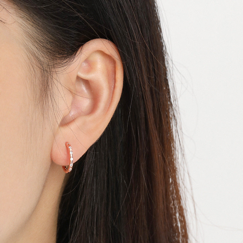 Wholesale  Diamond Ring Earrings  Rose Gold Folded Earrings