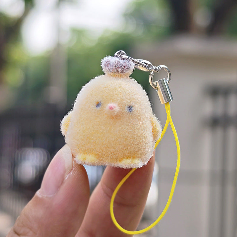 Wholesale Flocked Chick Crown Chicken Key Chain