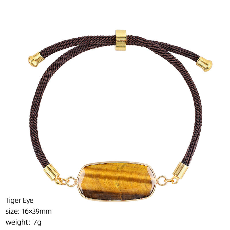 Wholesale Modern Minimalist Natural Stone Amethyst Bracelet Adjustable Woven Rope Unisex Fashion Accessory Gift