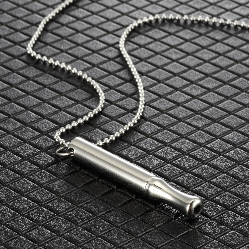 Wholesale Yoga Meditation Stress Relief Whistle Stainless Steel Necklace ACC-NE-QinShi001