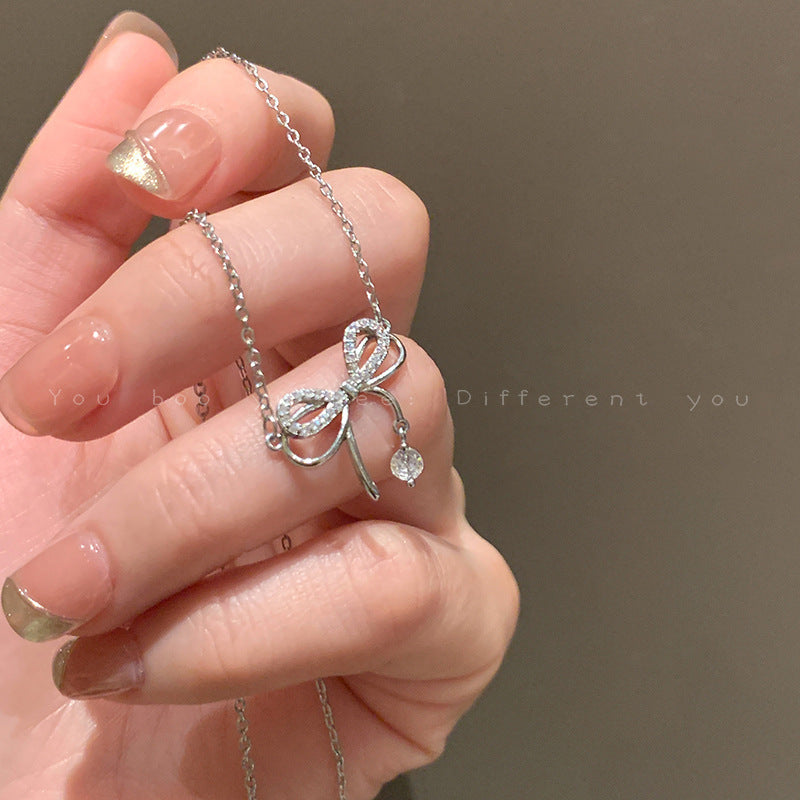 Wholesale Bow Necklace Pendant Diamond Clavicle Chain ACC-NE-Qiyou001