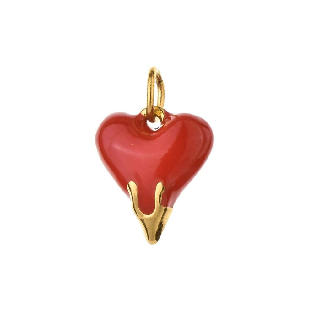 Wholesale Retro Style Heart Series Oil Dripping Colorful Stainless Steel  Charms