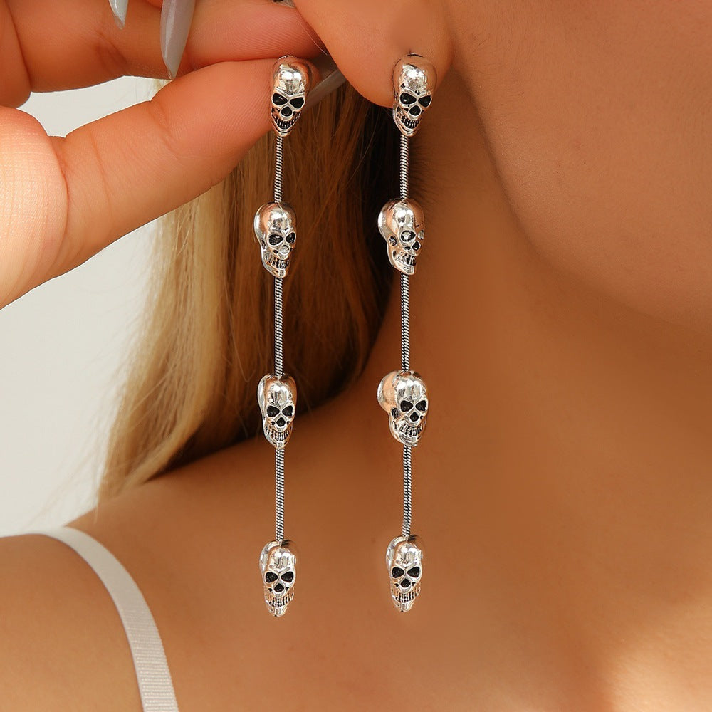Wholesale Skull Tassel Drop Earrings  Trendy Fashion Accessory for Women
