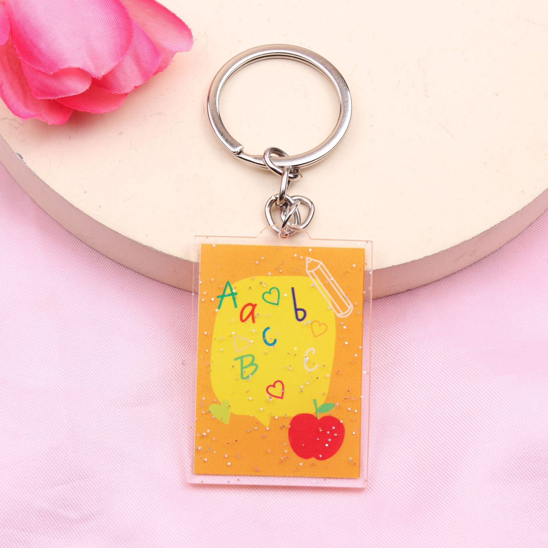 Wholesale Teacher's Day Cartoon Rainbow Blackboard Acrylic Keychain ACC-KC-DA007