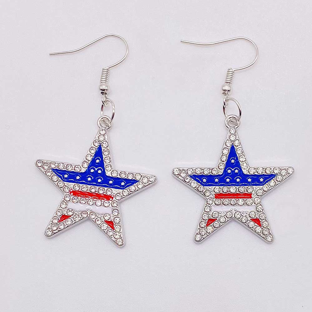 Wholesale American Independence Day Heart Pentagram Cross Earrings ACC-ES-CY011