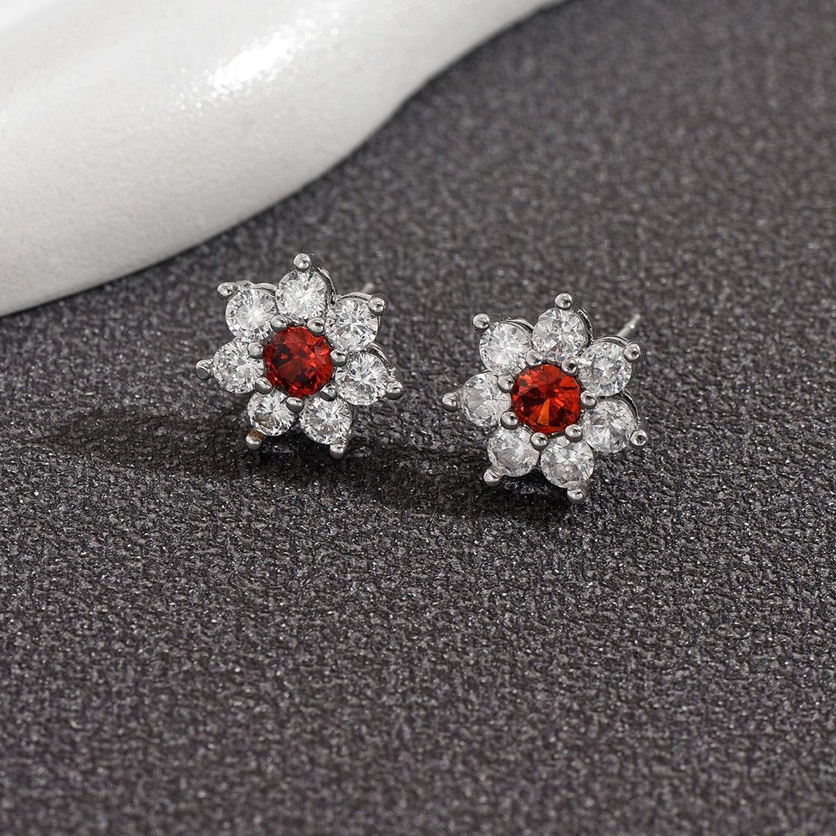 Wholesale Copper-plated gold flower zircon earrings
