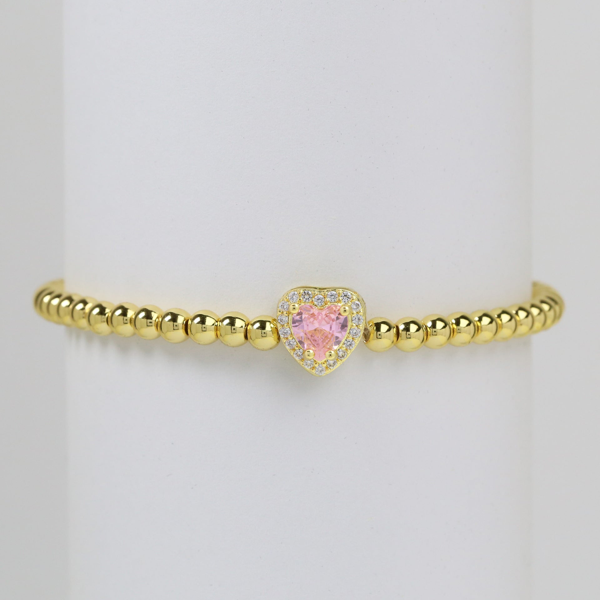 Wholesale  18k gold twelve birthstone December stone color love copper beads bracelet