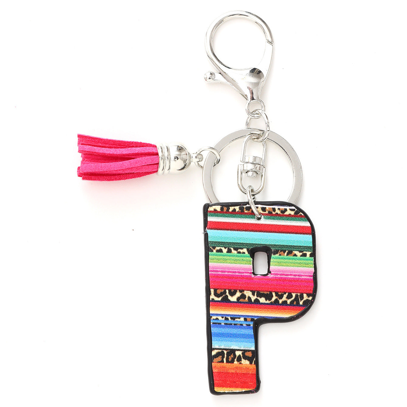 Wholesale Western Style Aztec Leopard Leather Letter Tassel Keychain ACC-KC-YTian009