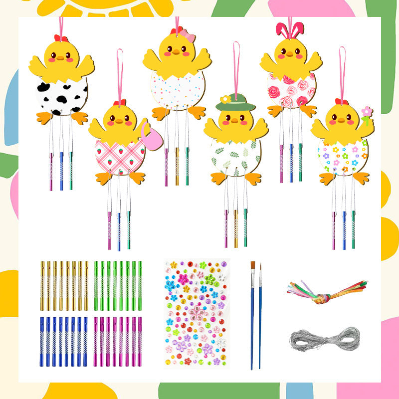 Wholesale  Easter Craft Wooden Wind Chimes Bell DIY suit