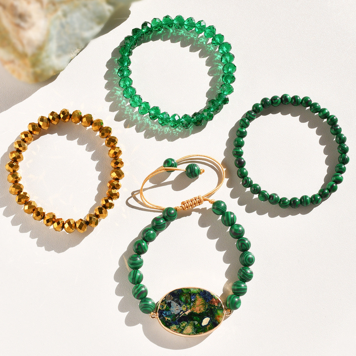 Wholesale Fashion Malachite Beaded Bracelet Handmade Multi-layer Crystal Jewelry for Women Everyday Wear
