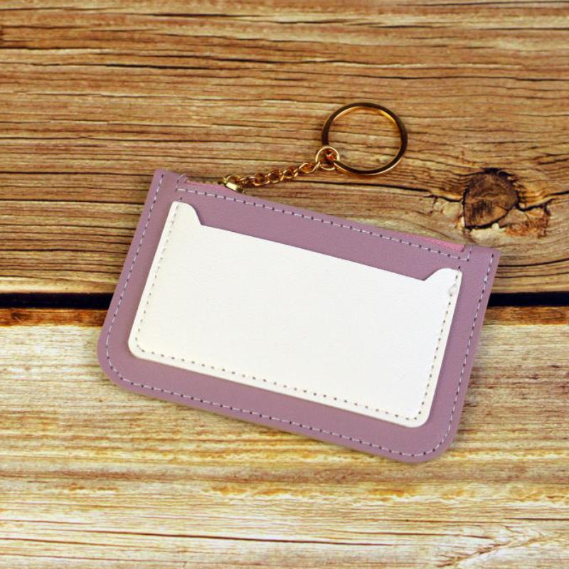 Wholesale Color Block PU Card Holder Coin Purse Trendy Everyday Fashion Accessory Gift
