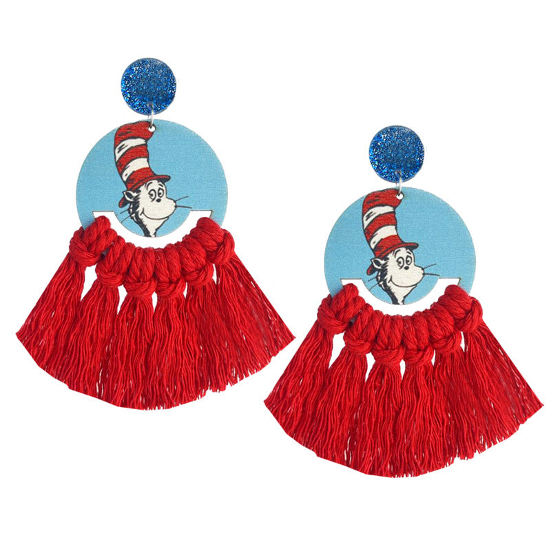 Wholesale 2 Pairs/pack Rainbow Color Teacher Letter English Math Earrings ACC-ES-HY215