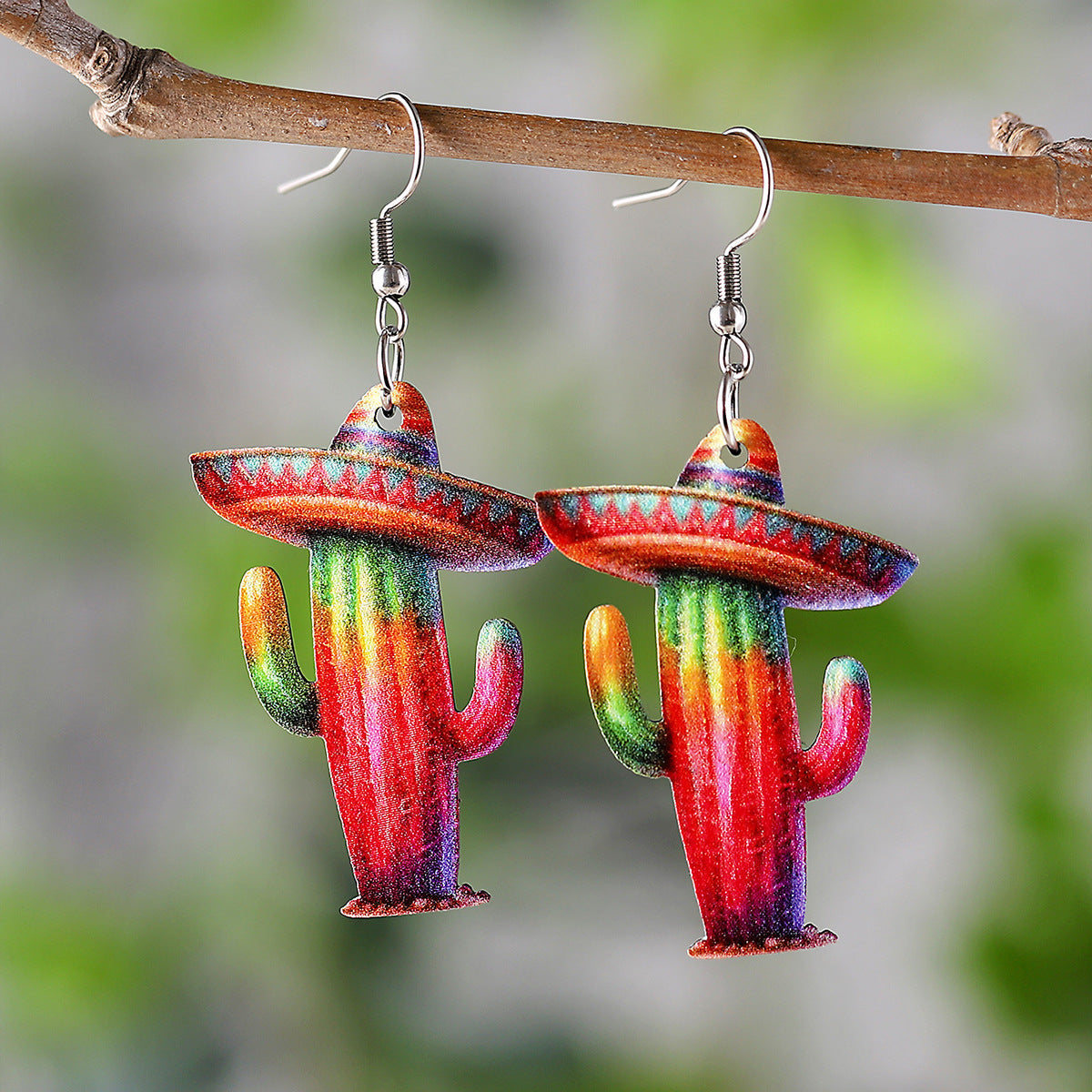 Wholesale Mexico Fifth Festival of the Dead Straw Hat Funny Cactus Pendant Earrings