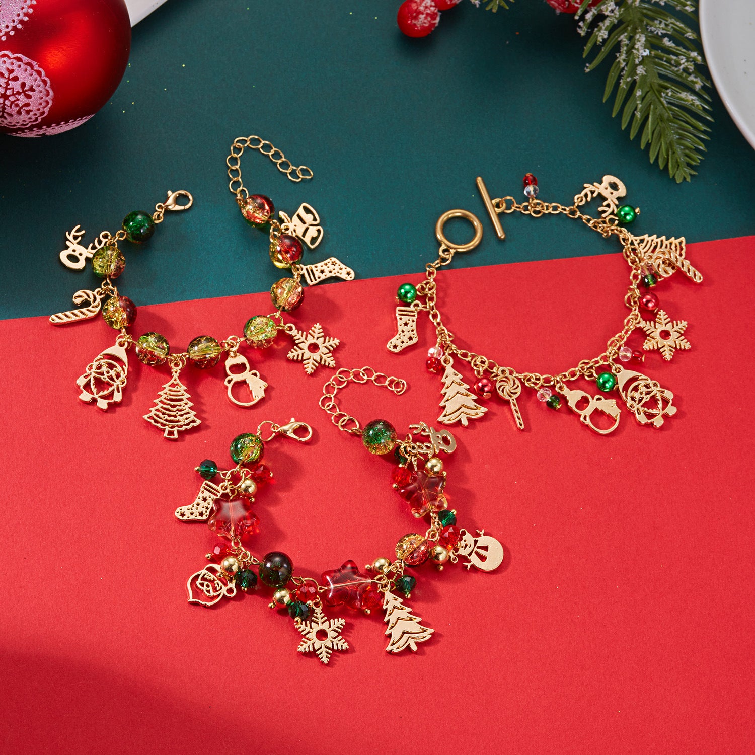Wholesale Cartoon Christmas tree snowflake five-pointed star bracelet