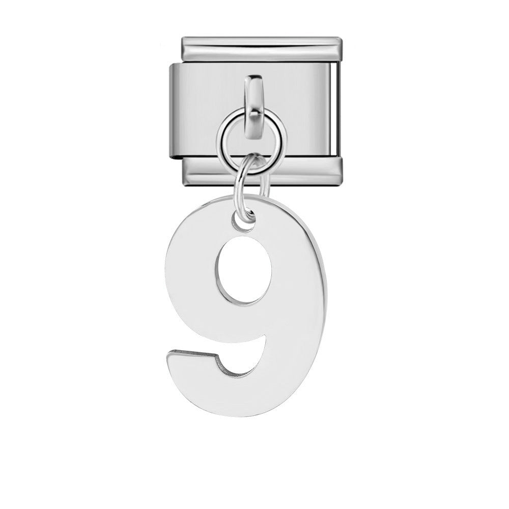 Bracciale fai da te con ciondolo con gancio in acciaio inossidabile a una cifra modulare italiano all'ingrosso