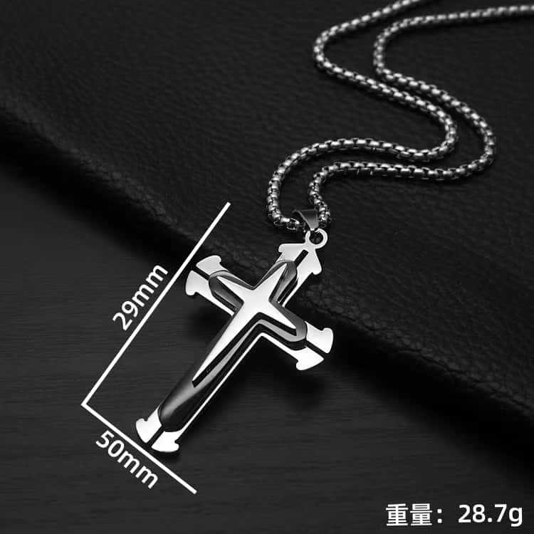 Wholesale Polished Titanium Steel Cross Pendant Necklace Hip Hop Style Fashion Accessory