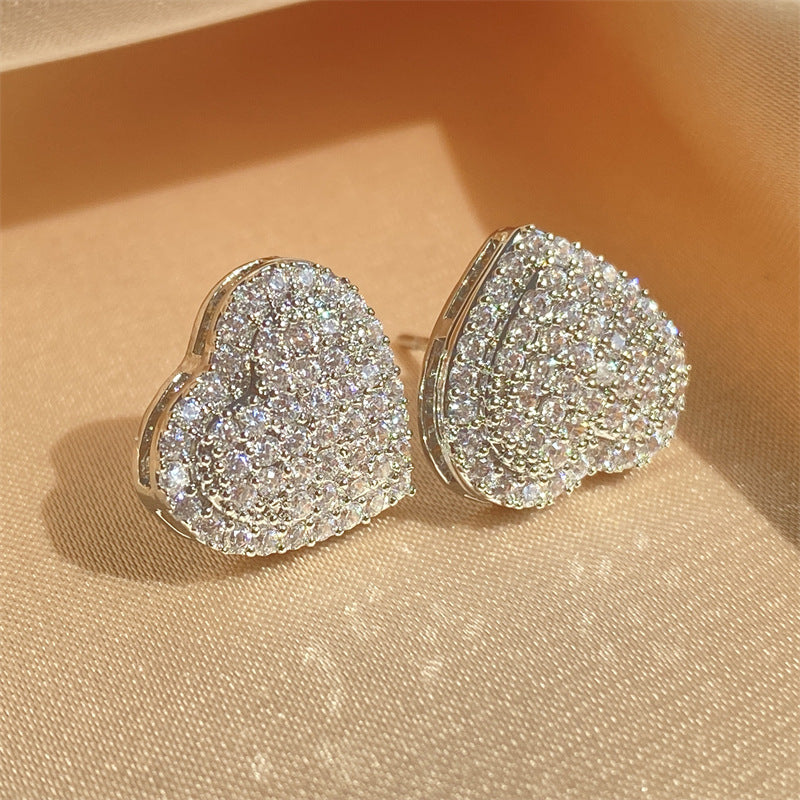Wholesale Hollow Full Zirconium Love Earrings