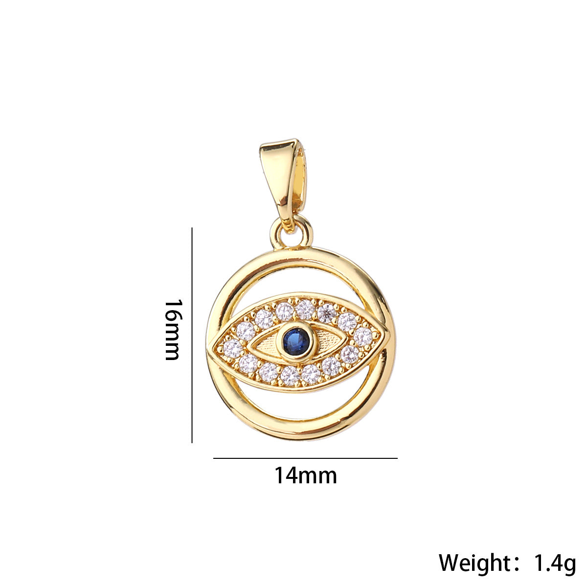 Wholesale Gold Plated Brass Evil Eye Pendant Y2K Trendy Large Eyeball Jewelry Accessory For Women