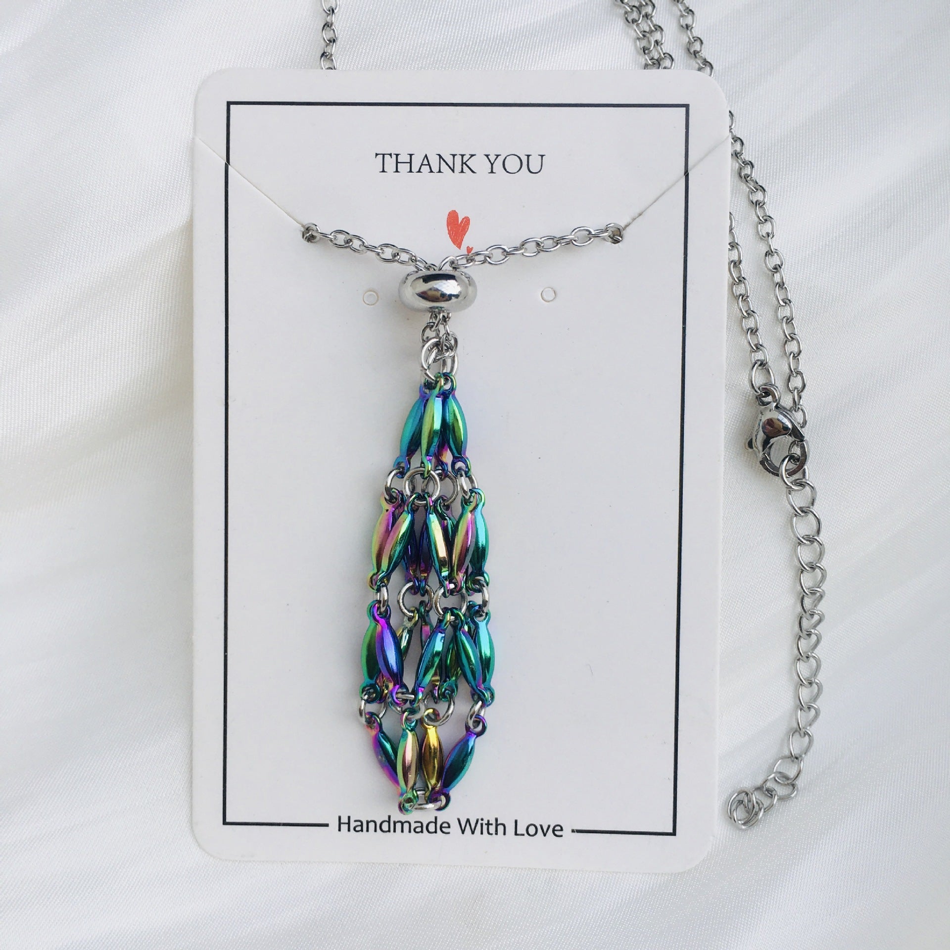 Wholesale Crystal Natural Stone Bamboo Adjustable Stainless Steel Mesh Necklace ACC-NE-RongGuan003