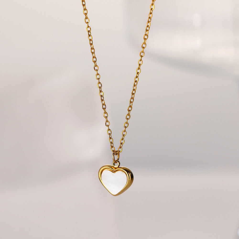 Wholesale Titanium Steel 18K Gold Necklace Pearl Pendant Clavicle Chain