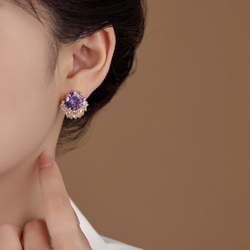 Wholesale  Luxury Full Diamond Versatile Zirconia Studs Geometric Shape Earrings