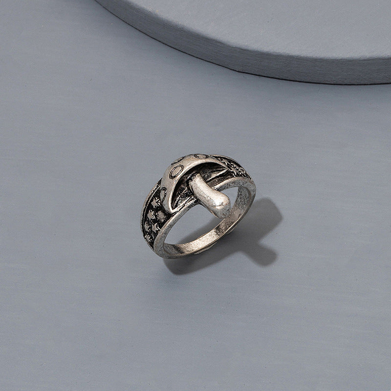 Wholesale retro mushroom five-pointed star mysterious alloy ring ring  fashion jewelry
