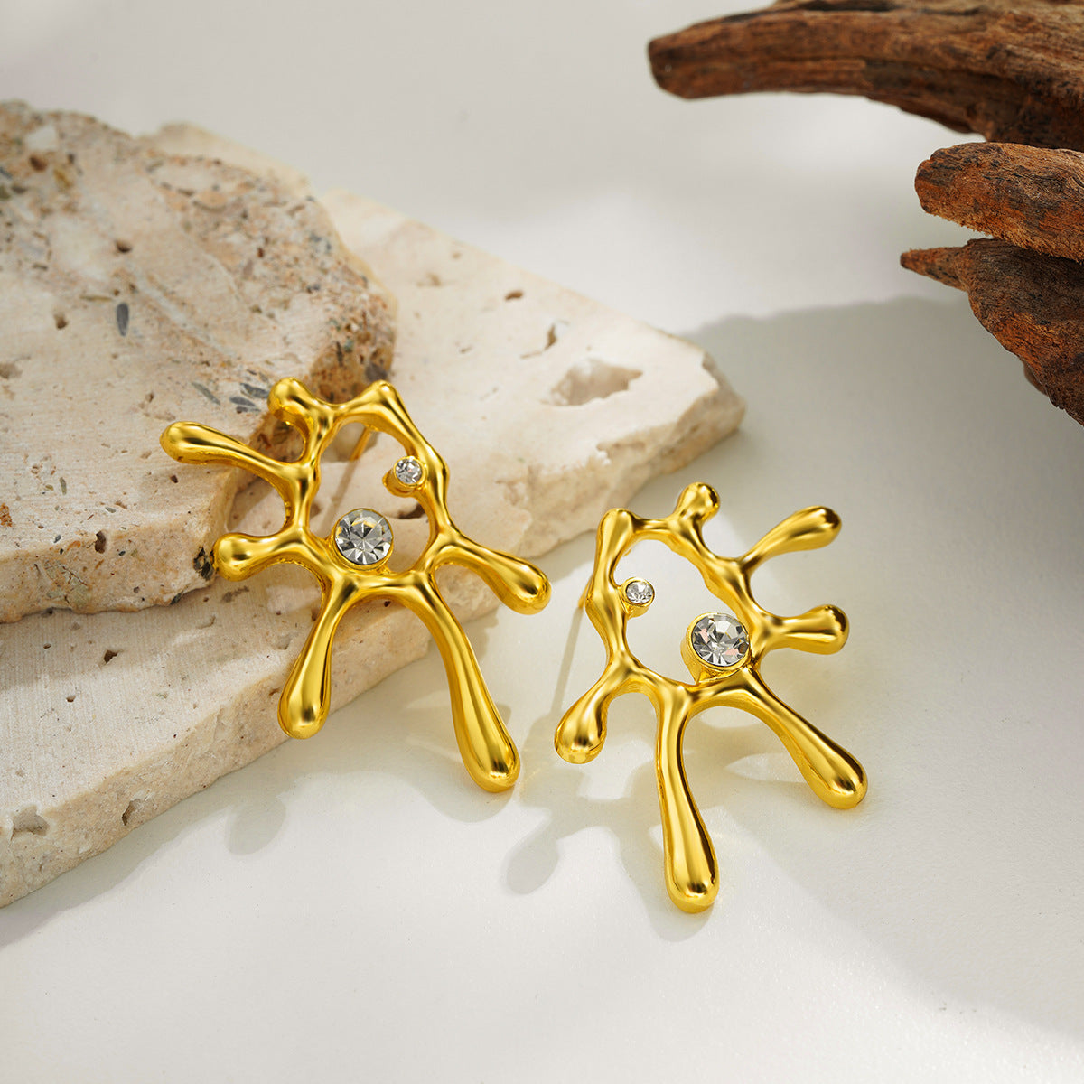 Wholesale 18K gold broken gold geometric earrings flower water drop U-shaped earrings