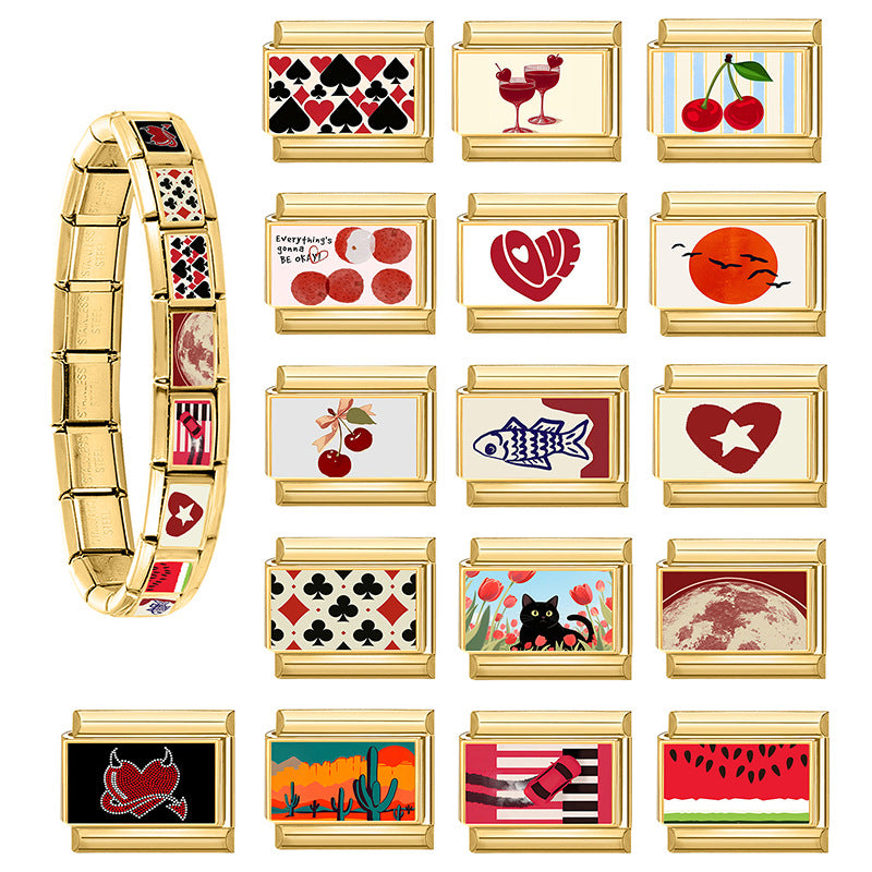 Wholesale Italian Style DIY Patchwork Bracelet,  Gold Electroplated Stainless Steel,  Fashion Accessory